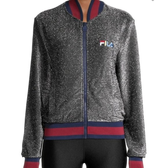 Barney's limited Edition‎ Dazzle Casual Sparkly Active Shimmer Jacket Bomber M - Picture 1 of 13